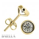 0.82 Ct VVS2 VS1 Natural Round Diamond Stud Earrings 18k Yellow Gold Set Bezel