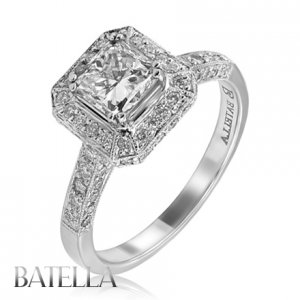 Diamond Engagement Rings White Gold Halo EGL Certified 1.45 Ct E/SI1 Radiant