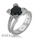 Estate 3.40 Carat Natural Genuine Black, White Diamonds Engagement Ring 18k Gold