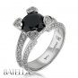 Estate 3.40 Carat Natural Genuine Black, White Diamonds Engagement Ring 18k Gold