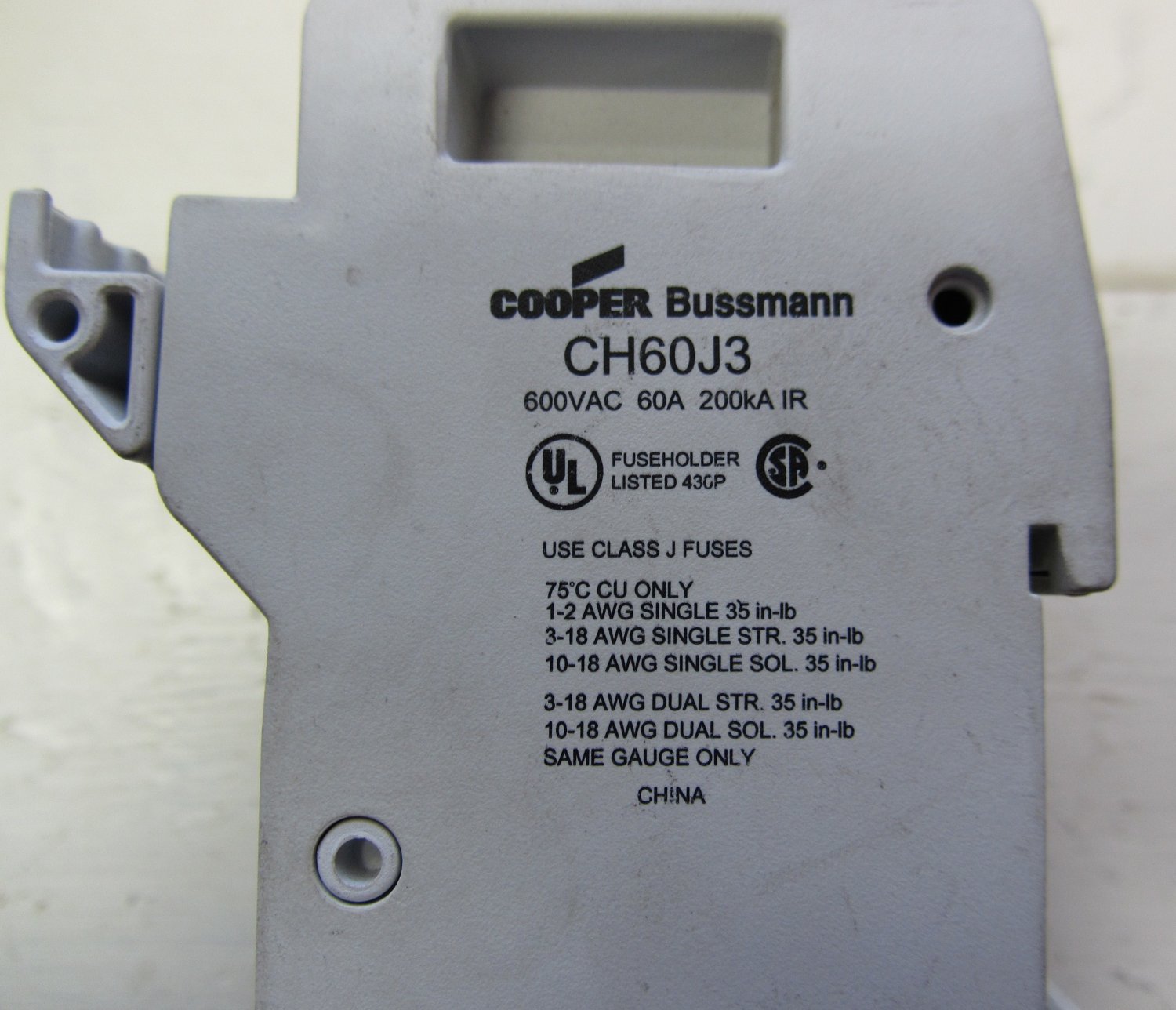 Cooper Bussmann CH60J3 Easy ID 3 Pole 60 Amp 600 VAC Class J Fuse