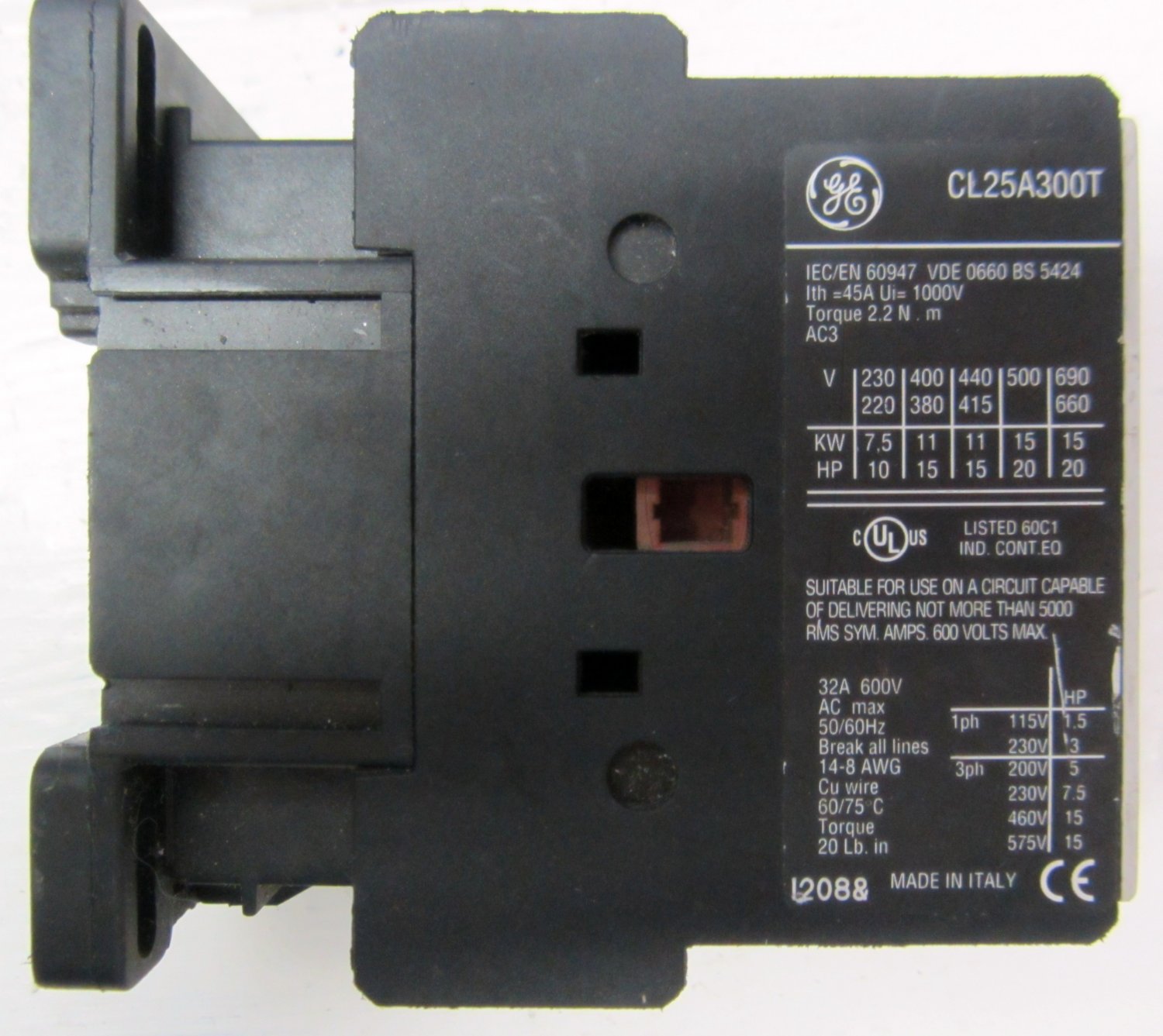 General Electric CL25A300T Motor Starter Contactor 110 Volt Coil 15 HP