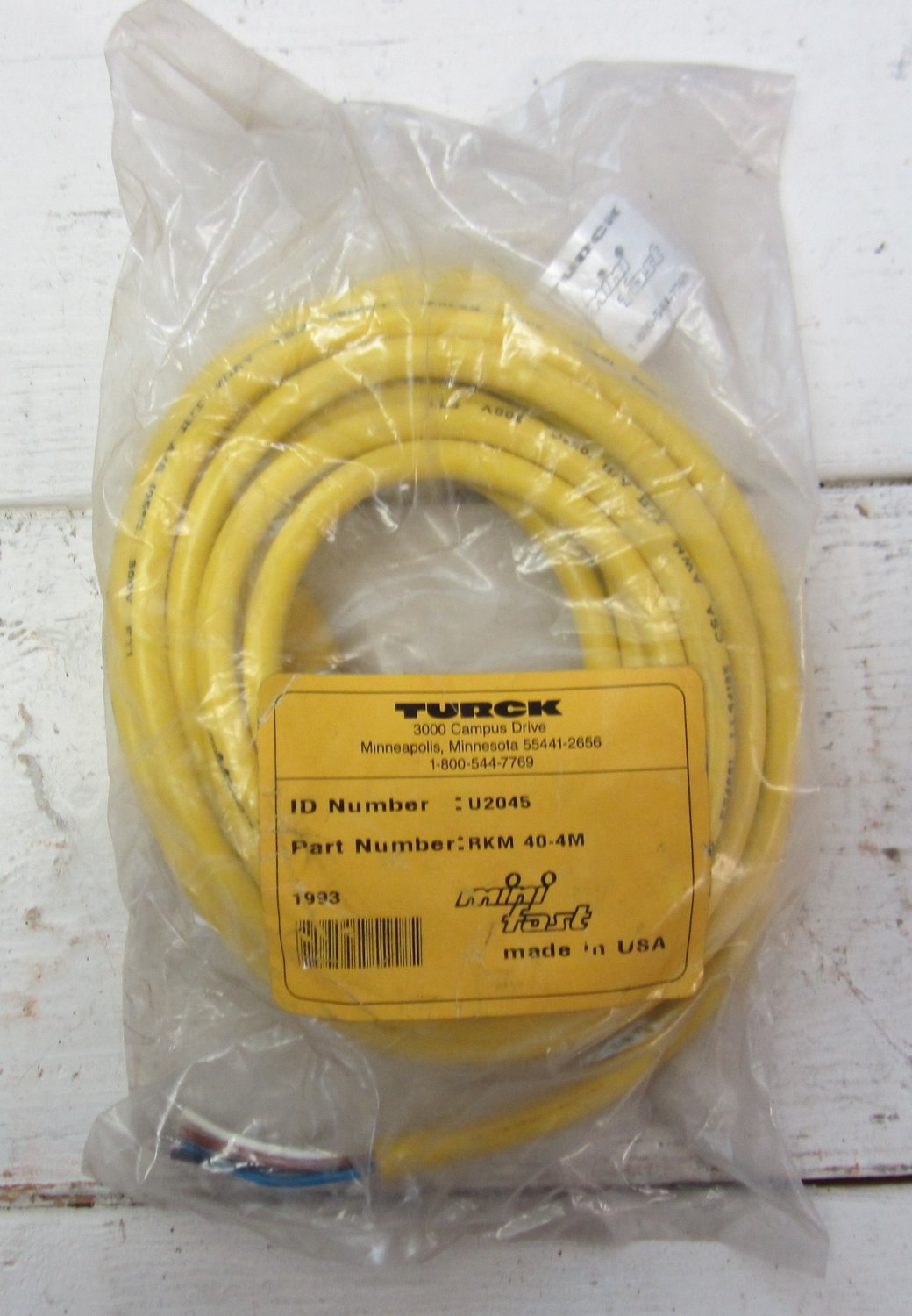 Turck mini fast RKM40-4M 4 Meter 4 Pin Straight Female Cordset RKM404M