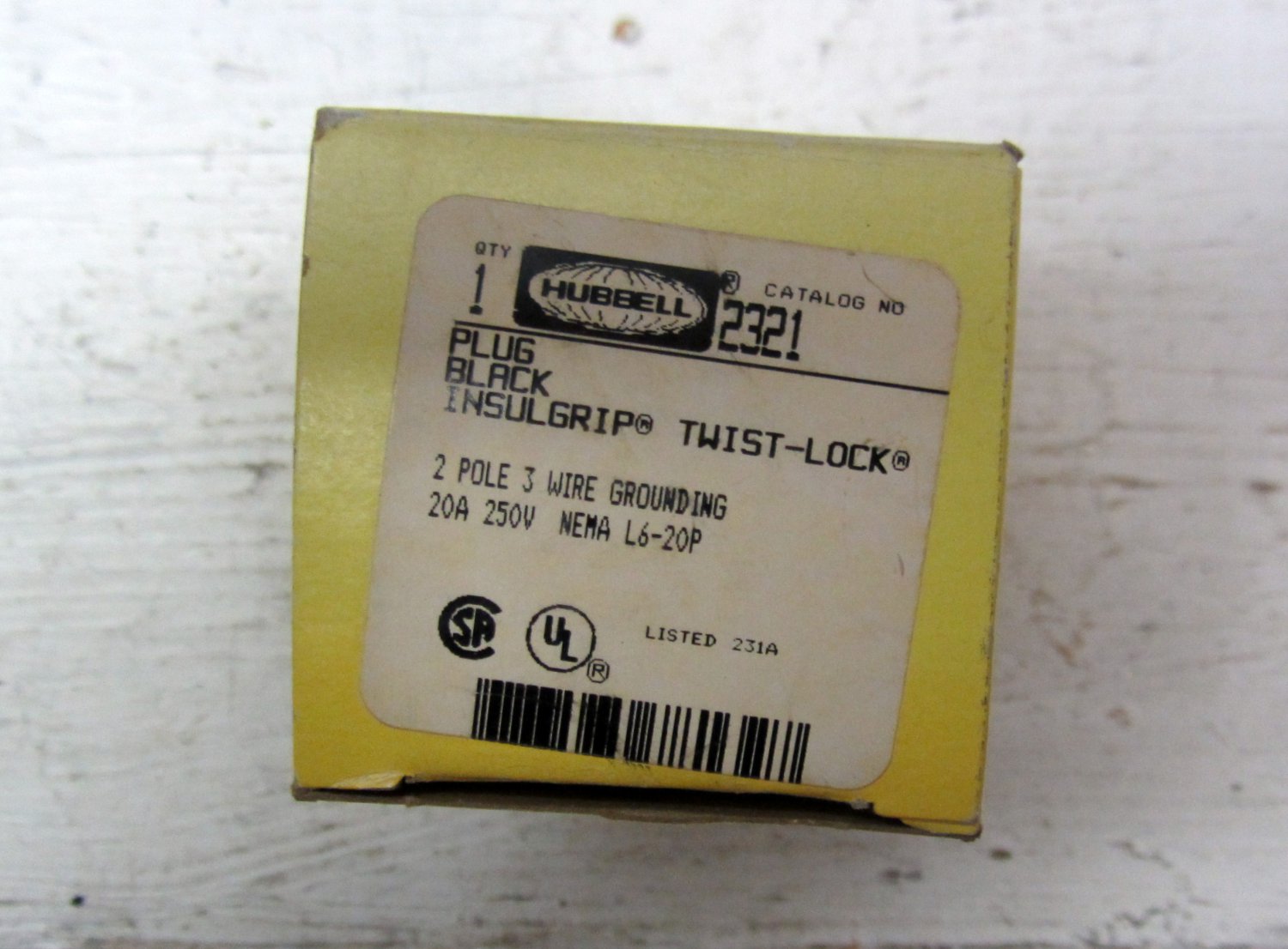 Hubbell HBL2321 Plug Black Insulgrip Twist-Lock 20 Amp 250 V 2 Pole 3 Wire Grounding 2321
