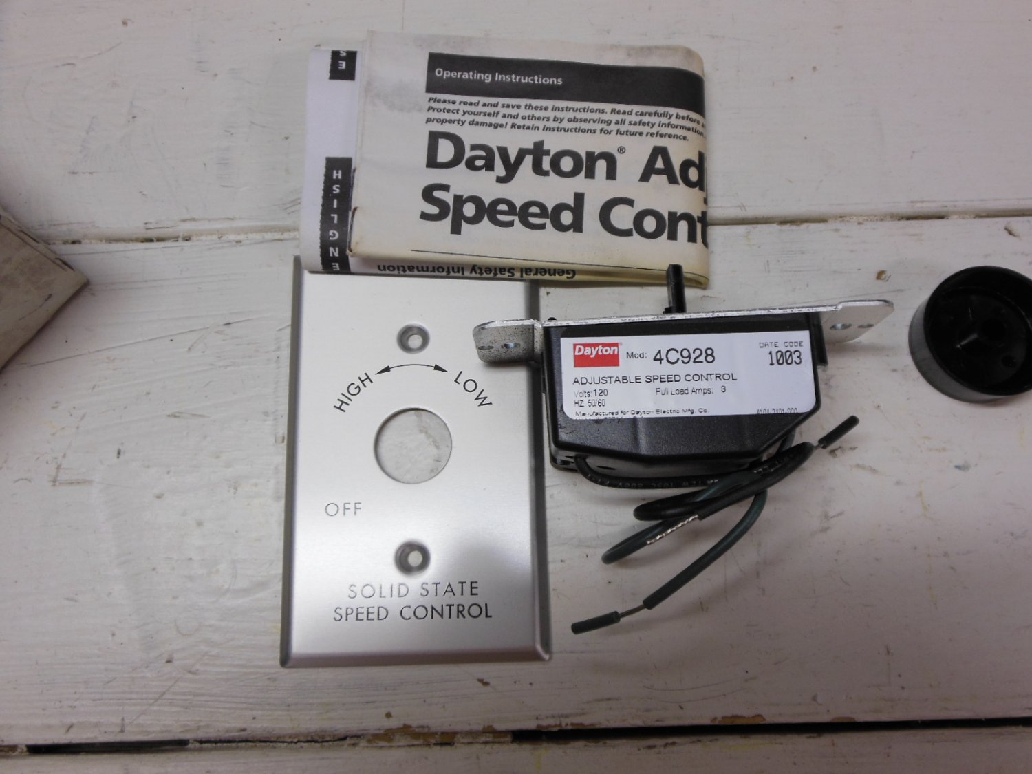Dayton Grainger 4C928 Adjustable Solid State Speed Control 120 VAC 3