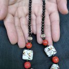 Black Onyx & Red Coral Necklace