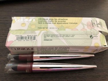 2 X Clinique Pop Lip Shadow Cushion Matte Lip Powder ~ 02 BROWN SUGAR POP  ~ NIB