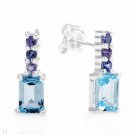 Silver Tanzanite and Topaz Earrings