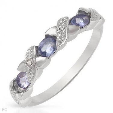 Diamonds and Tanzanites Ring