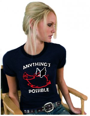 Anything's Possible Flying Pig  T-Shirt NEW