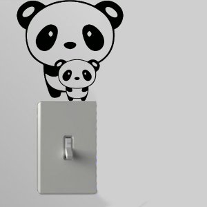 Panda w/Baby Light Switch Wall Art Vinyl Decal