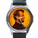 ABRAHAM LINCOLN  BLACK LEATHER BAND METAL WATCH