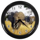Elephant Herd Grass in Tanzania WALL CLOCK