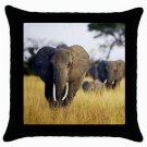 Elephant Herd Grass THROW PILLOW CASE