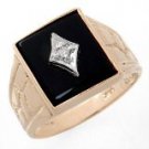14k solid yellow gold onyx diamond