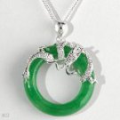 925 solid sterling silver, green jade open circular circular design