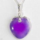 925 solid sterling silver, lavender jade heart pendant