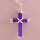 925 solid sterling silver,violet jade cross