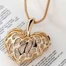 Openwork Rhinestone Inlaid Gold Heart Sweater Chain Necklace