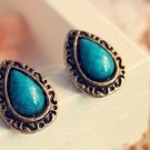 Bohemian Turquoise Inlaid Tear drop Stud Earrings