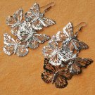 C & M Clothing Retro Style Silver Butterflies Short Fringed Earrings