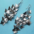 C & M Clothing Retro Style Silver Butterflies Long Fringed Earrings