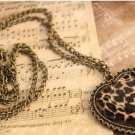 C & M Clothing Exquisite Faceted Heart Shape Leopard Print Embellished Necklace