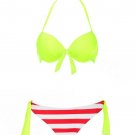 C&M Clothing Chic & Sassy Halter Multi Color Bowknot Embellished Bikini