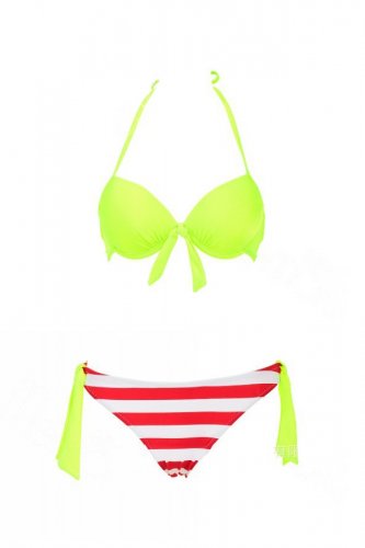 C&M Clothing Chic & Sassy Halter Multi Color Bowknot Embellished Bikini