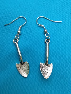 Garden Spade Tool Silver Earrings