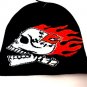 Navy Blue Flaming Skull Beanie