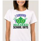 I Survived 100 Masked Days of School - Mardi Gras ADULT MEDIUM Short Sleeve
