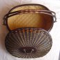 ELEGANT nature wicker rattan basket+handle+lid+liner/storage/large oval/new/ made in Siam
