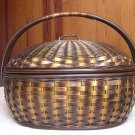 ELEGANT nature wicker rattan basket+handle+lid+liner/storage/large oval/new/ made in Siam