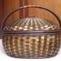 ELEGANT nature wicker rattan basket+handle+lid+liner/storage/large oval/new/ made in Siam