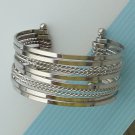 Charm!!! Set of 10 mixed strand twisted cuff silver tone plated Bangle Bracelet.