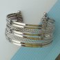 Charm!!! Set of 10 mixed strand twisted cuff silver tone plated Bangle Bracelet.
