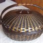 ELEGANT nature wicker rattan basket+handle+lid+liner/storage/large oval/new/ made in Siam