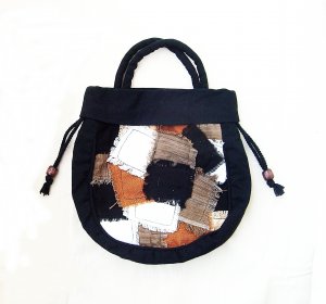 Black Bag Purse Pouch Thai Cotton with liner, new made in Siam