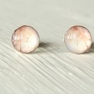 Orange Brown Earrings-small silver round stud post earrings-art resin jewelry