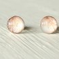 Orange Brown Earrings-small silver round stud post earrings-art resin jewelry