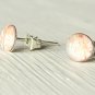 Orange Brown Earrings-small silver round stud post earrings-art resin jewelry