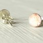 Orange Brown Earrings-small silver round stud post earrings-art resin jewelry
