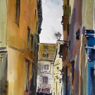 Strasbourg street - landscape watercolor art print