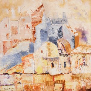 Town - original oil painting by Vili Nikolov