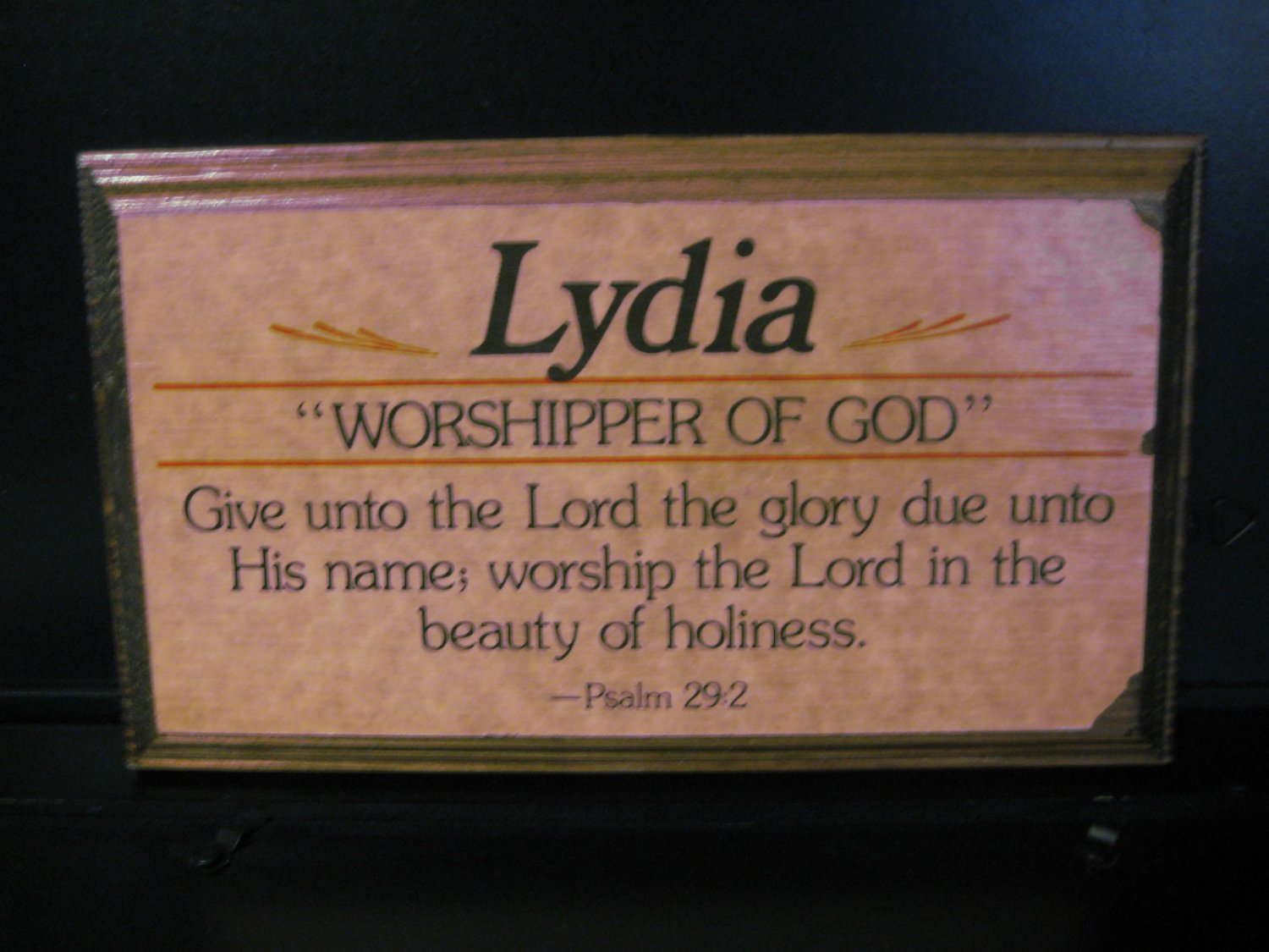 Name Plaque "Lydia" with Psalm 292