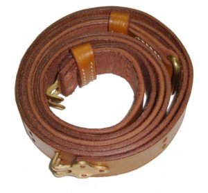 U.S. Springfield Rifle WWI 1907 Pattern Leather Sling (Brass Fitting) - Repro