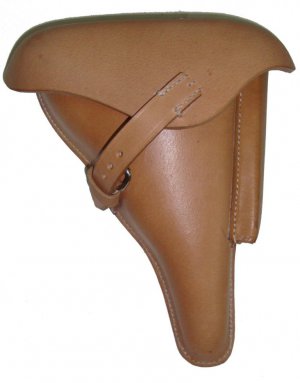 German WW2 Hard-Shell P08 P-08 Luger Natural Leather Pistol Holster Reproduction