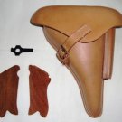 WW2 P08 Leather Holster with Take Down Tool & Wood Hand Grips Repro