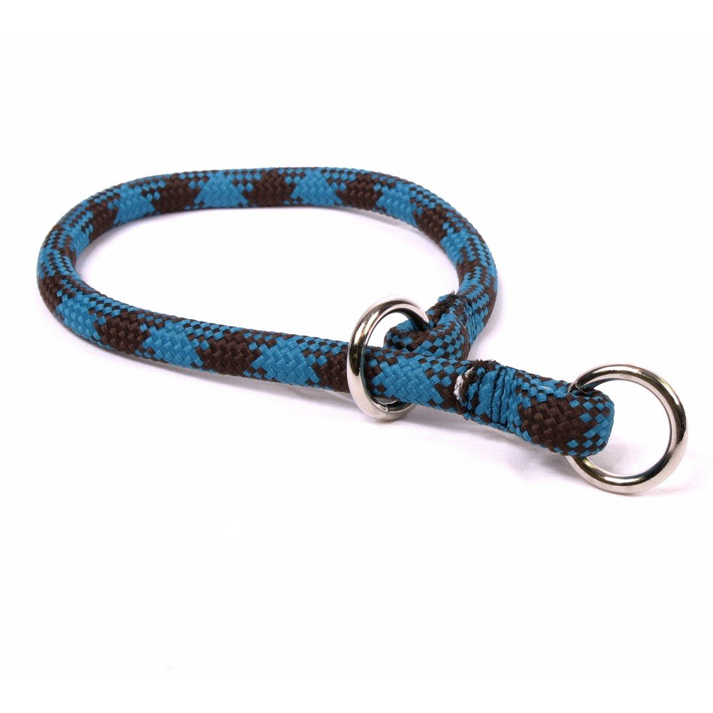 14" Teal & Brown Braided Rope Dog Training Collar